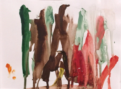 walking trees, watercolor on watercolor apper, 2011